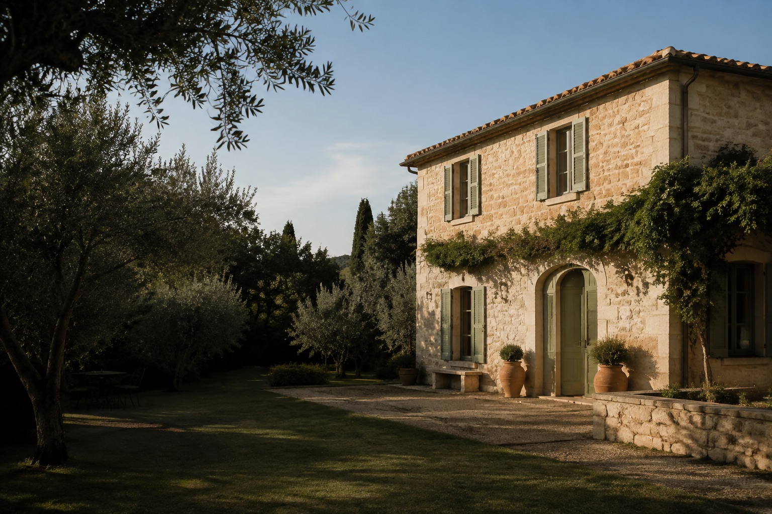 Fictional Casa Oliva country house with olive trees, from our demo website